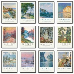 Vintage Claude Monet Landscape Exhibition Poster Abstract Art Canvas Painting Mural Picture For Modern Living Room Home Decor