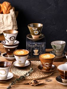 แก้วกาแฟเซรามิกทำมือ แก้วมักกะโรนี่ ชุดเครื่องครัวย้อนยุค แก้วลายนูน แก้วกาแฟแบบโมเดิร์น แก้วเซรามิก