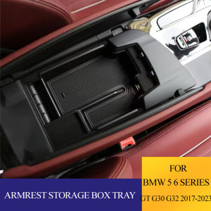 Car Armrest Storage Box For BMW 5 6 Series GT G30 G32 2017-2023 Central Control Organizer Tray ABS Interior Accessories