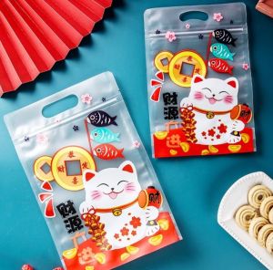 CNY Lucky Cat White Zip Lock Bag 45-50pcs