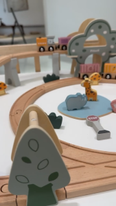 Wooden Train Set (92 Pcs) - Eco-Friendly Railway Adventure for Kids 3+!