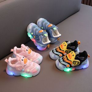 Light up Shoes for Toddlers Boys And Girls Soft Bottom Leather Surface Casual Sports Shoes Spring Autumn New Style Learning to Walk