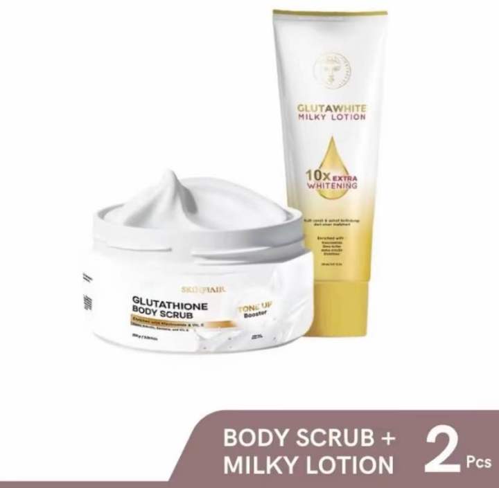 glutathione body scrub skinflair & Tone Up Booster with Rosehip & Sea Salt, Exfoliating & Hydrating Body Scrub, Gentle Moisturizing Skin Care for Smooth & Radiant Look (1 Pcs) Beauty SCRUB + LOTION] Skinflair Glutathione