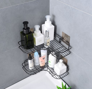 Bathroom Wall Rack Traceless Bathroom/Kitchen Organizer Rack with Free Hanging Hook