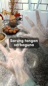 KAMJE Sarung Tangan Plastik 100 Pcs Tebal Transparan Sekali Pakai Disposable Gloves