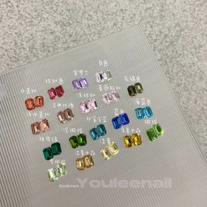 High Quality K9 Rare Color Nail Art Long Rectangle Octagonal Sharp Bottom Drill Gemstone Set of 2 Shiny Greenish Emerald