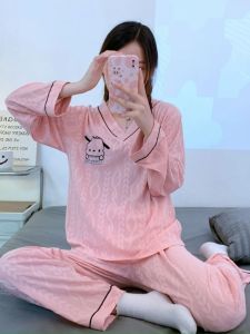 Plus Size Pajamas Womens Spring and Autumn Long Sleeves K-style 100.00kg XL Extra Large 150.00kg Chubby Girl New Arrival Cotton Home Wear
