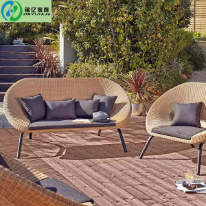 Outdoor Rattan Chair Sofa Indoor Balcony Rattan Furniture Single Double Courtyard Leisure Tea Table Three-Piece Set
