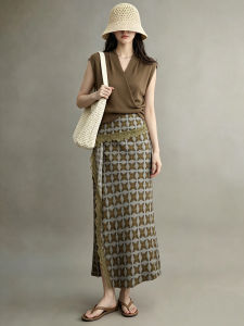 GULILI | Brown Sleeveless Half Body Dress Women Set