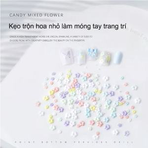 Set 100 hoa nhí hỗn hợp màu trang trí móng tay