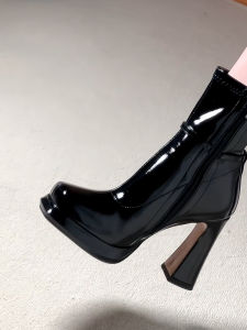 ฤดูหนาว สไตล์ใหม่กันน้ําแพลตฟอร์มรองเท้าส้นสูงผู้หญิง เซ็กซี่ ถุงเท้าถึงกลางน่อง สั้น Slim ยืดได้ หัวกล่องส้นหนารองเท้าแฟชั่น