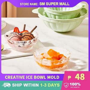 【Utility】 Ice Bowl Mold Ice Maker for Summer Fruit Salad Iced Cold Noodles Large Capacity Ice Cube Mold Food Grade Household Ice Container