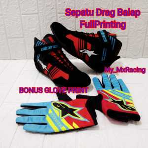 Sepatu Drag Printing Bonus Glove & Touring Bikers
