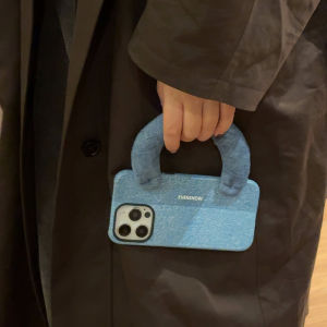 EVENSHOW2025 New Spring Handheld Wristband Phone Case Ultra Protective for Apple 13 iPhone 16 pro Max 15 plus 14 Cute Denim Material