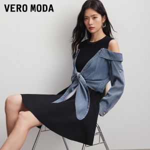 Vero Moda | Tencel Material Color Block Waist-Cinched Midi Dress