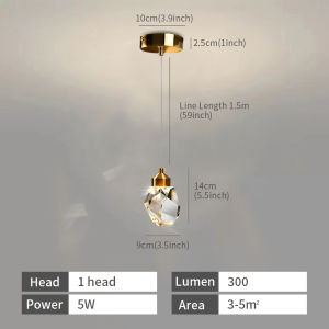 IRALAN Crystal Chandelier Elegant Luxury Indoor Lighting Pendant Light 220V Simple Kitchen Bedroom Cafe Bar Decorative Lamp