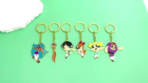 Bandai | Powerpuff Girls Keychain Accessories Cute Charms Pendant For Bag Funny Key Holder Backpack Accessories