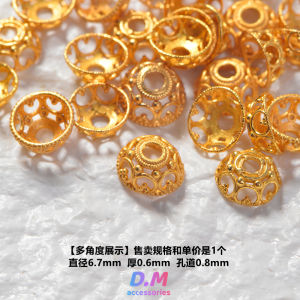 Traditional Gold Flower Base S925 Pure Silver Plated Gold Spacer Pad Crystal Bracelet DIY Accessories Beads Jewelry Parts