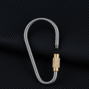 Titanium Alloy Carabiner with Brass Locking Hook – Multipurpose D-Ring Clip for Keys Backpacks and Outdoor Gear