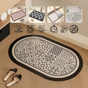 Ready Stock 40x60/50x80/60x90cm Anti-Slip Diatom Bath Mat Karpet Alas Kaki Floor Mat Kitchen Mat Alas Pintu Alas Pelapik Bathroom Toilet Bilik Air Bilik Tidur Permaidani Soft Textiles Tikar tandas Alas lantai Minimalist Moden Design