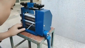 4.4Inch Rolling Mill Machine Small Manual Tablet Press Sheet Manual Combination Jewelry Rolling Mill Semicircle Jewelry Press for Gold & Silver Nuggets Press Circle Press Square Press Half Round