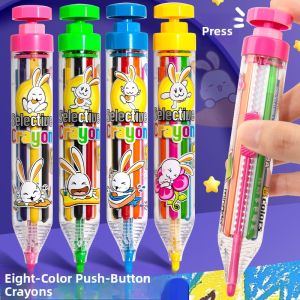 DLIOG | 8-in-1 Rotating Wax Crayon for Kindergarten Creative Drawing Non-Messy Multi-Color Water-Soluble Crayon
