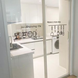 Modern Simple Home Kitchen Glass Door Stickers Restaurant Sliding Door Anti-Collision Line Waterproof Self-Adhesive PVC Wall Decals