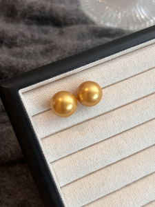 YISHU |South Sea Golden Pearl Earrings 925 Sterling Silver 14mm