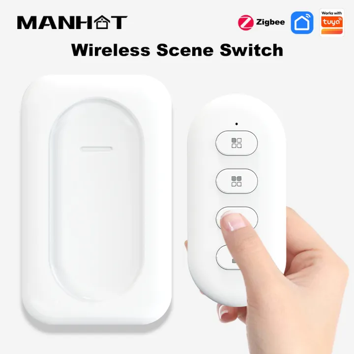 MANHOT Zigbee Smart Scene Switch 4 Gang 12 Scene Push Button Switch Smart Home Automation Scenario Switch Work With Tuya