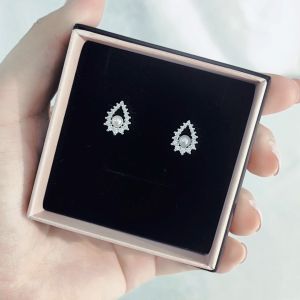 SO SEOUL Everleigh Teardrop with Pearl in Middle Diamond Simulant Cubic Zirconia Hoop Earrings