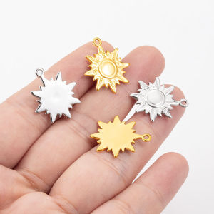 วัสดุสแตนเลสทำมือ Diy อุปกรณ์เสริมจิวเวลรี่จี้ดวงอาทิตย์ย้อนยุคเสน่ห์ทอง18K