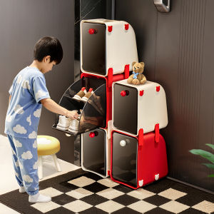 Childrens Shoe Rack Indoor Multi-layer Dustproof Cute Storage Organizer for Shoe Boxes Space Saving Hall Entryway Plastic