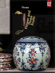 Hand-Painted Ceramic Tea Caddy Large