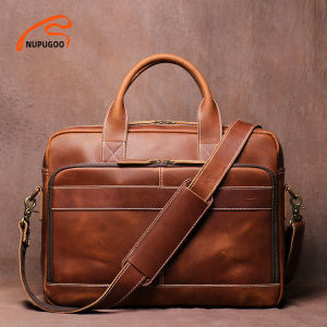 Briefcase Office Bag Leather Laptop Bag Crossbody Bags Messenger Bag For Men Shoulder Bag For 16-inch Laptop Bag NUPUGOO