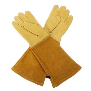 Long Tube Gardening Safety Working Gloves Leather Breathable Gauntlet Pruning Gloves Garden  Industrial Protective Work Gloves
