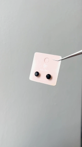 Anti-Allergy Faux Black Rhinestone Plastic Ear Studs Earrings  Subang Plastik Berlian Palsu Hitam Anti-Alergi