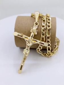 Gold-plated chain Jesús Pendant Cross necklace