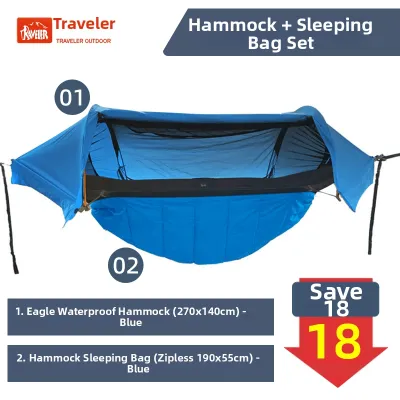 Traveler Hanging Bed Tent Outdoor Waterproof Mosquito Proof Camping Tree Tent Suspended Integrated Camping Gear for Hiking Picnic BBQ
