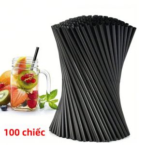 50/100 Chiếc Ống Hút Nhựa Dùng Một Lần Màu Đen Thẳng Qua Ống Đựng Đồ Uống Tinh Tế Có Thể Tái Sử Dụng Cho Quán Cà Phê Quán Bar Tiệc Tùng