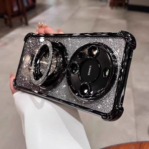 Luxury Gradient Sparkle Dust Huawei Mate70Pro+ Phone Case with Stand Full Lens Coverage Silicone Protective Shell for Mate60Pro M50E