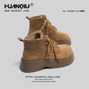 HuanQiu | Bốt Cổ Cao Phong Cách Hoang Dã Màu Vàng Đế Xuồng Cho Nữ