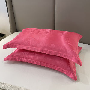 European Style Silk Satin Embroidered Pillowcase Pair Single Person Latex Pillowcase Ice Silk Wedding Red Adult Dormitory