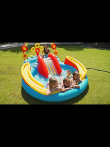 Round Inflatable Crocodile Pool with Kids Slide Outdoor Play Pool Swimming Pool and Ocean Ball Pit