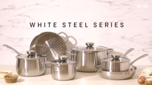 Meyer White Steel Stainless Steel 24cm Frying Pan | IH Induction | Oven-safe | No PFAS PFOA PTFE