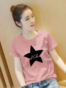 Brand Discount Womens Clothing Leak-Picking Pure Cotton Short Sleeve T-Shirt K-style Western Style Printed Easiest for Match Slim Looking Shoulder Half Sleeve Tops