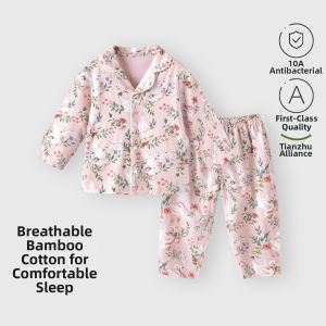 TONGLIANCHUXIN | Bamboo Cotton Childrens Sleepwear Set Long Sleeve Collared