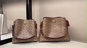 coach sling bag for women Authentic official store original Double septum leather bucket bag Cross Body  Shoulder Bags C2621 C2590 C2754 C3916 C3766 C3890  2 sizes