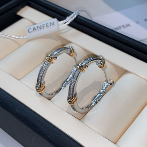 Silver Metal Diamond Embedded Earrings Punk Style Fashionable Neutral Wind Hoop Earrings Luxury Ear Cuffs Womens Jewelry