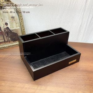 Japanese Style Wooden Nail Art Tool Storage Box Dust Brush Cotton Pad Functional Glue Desktop Special Storage New Popular Model