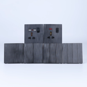 TEP Wall Switch Light Socket Power Socket Panel Concealed Installation Type 86 with LED 13A 220V Brushed Panel 1/2/3/4 Gang Light Switch 1 Switch 5 Hole Socket